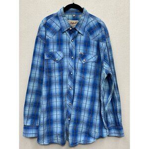 Rafter C Shirt Mens 2XL XXL Blue Cowboy Collection Western Pearl Snap LS Cotton
